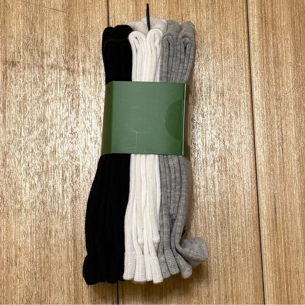 Kate Spade 6-Pack Ribbed Crew Socks | Black White Grey Logo